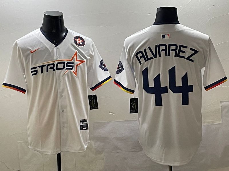 Men Houston Astros #44 Alvarez Cream Three generations Joint Name 2025 Nike MLB Jersey style 3